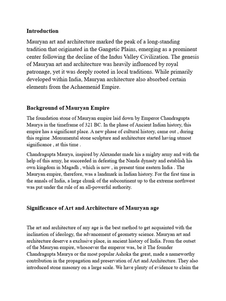 Mauryan Art and Architecture Overview | PDF | Ashoka | History