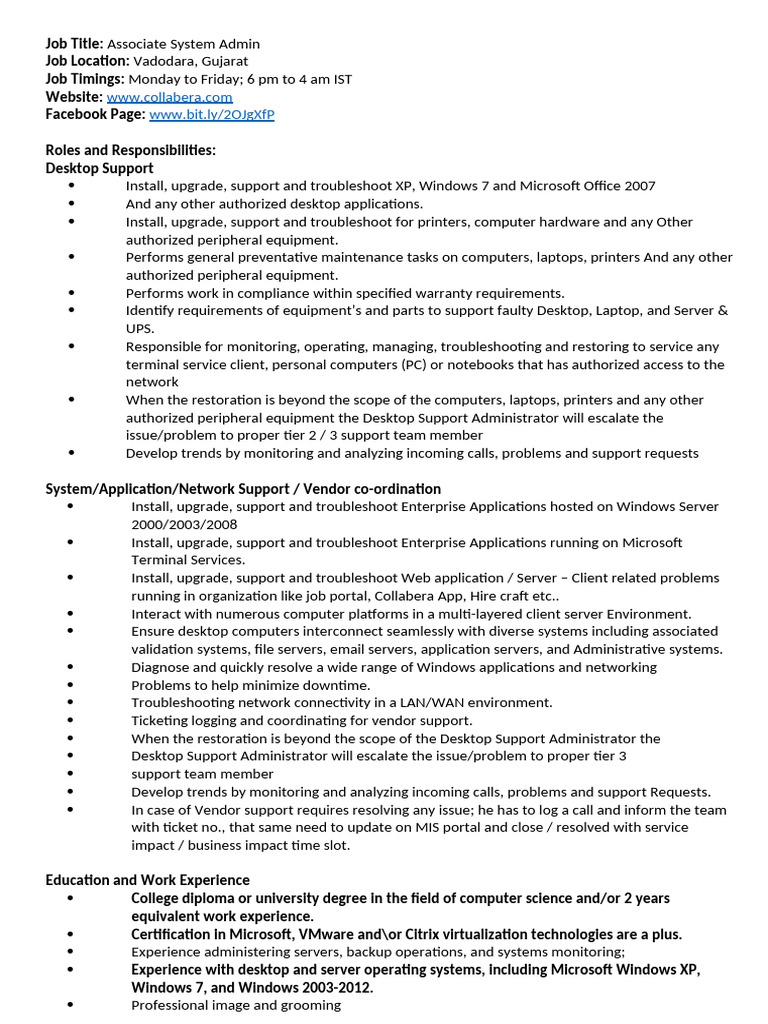 Associate System Admin | PDF | Desktop Computer | Business