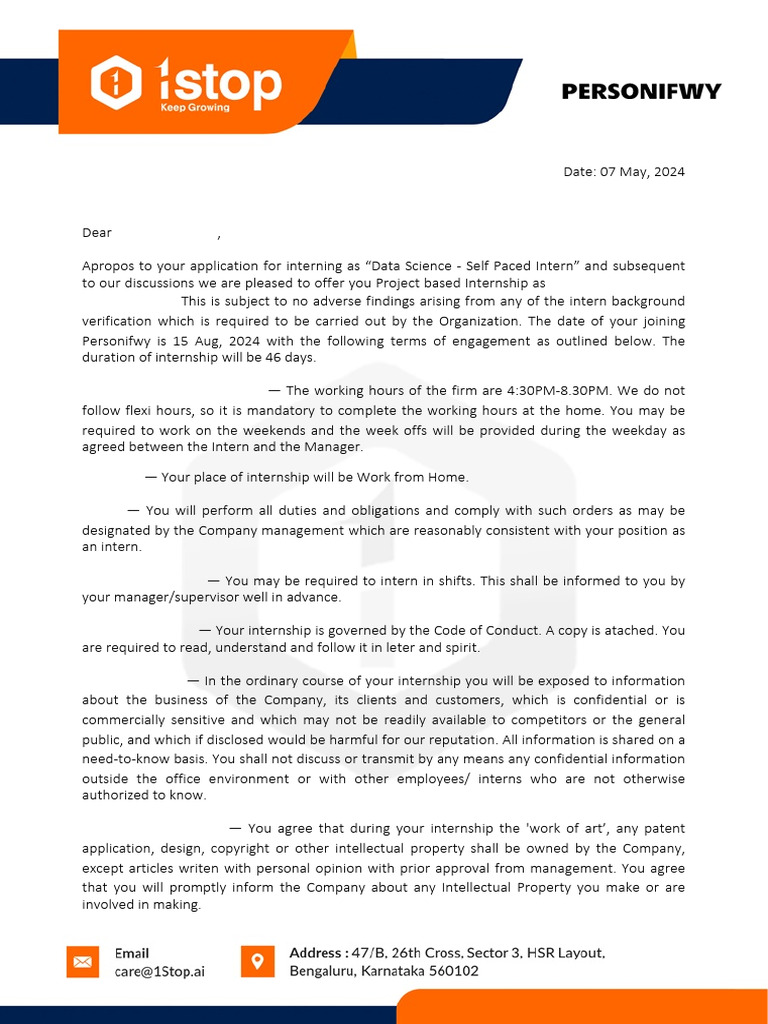 Offer Letter 519551720190943 | PDF