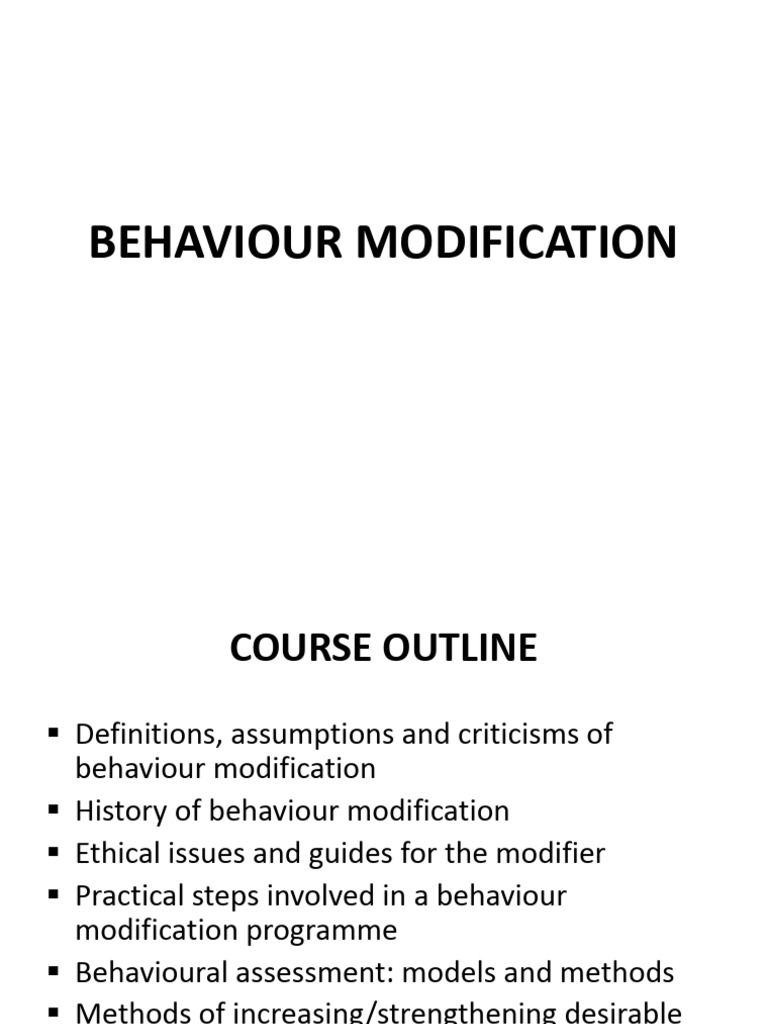 Behaviour Modification Slide - March 2023-1 | PDF