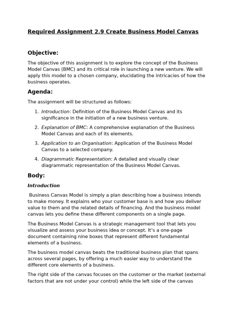 Required Assignment 2.9 Create Business Model Canvas | PDF