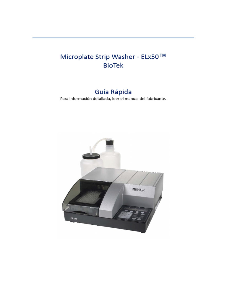 Guía Rápida ELx50 BioTek Lavador | PDF