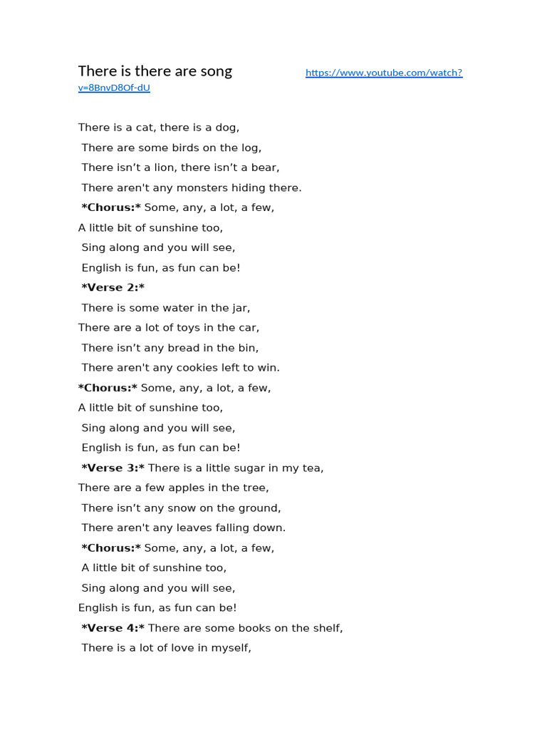 There Is There Are Song | PDF