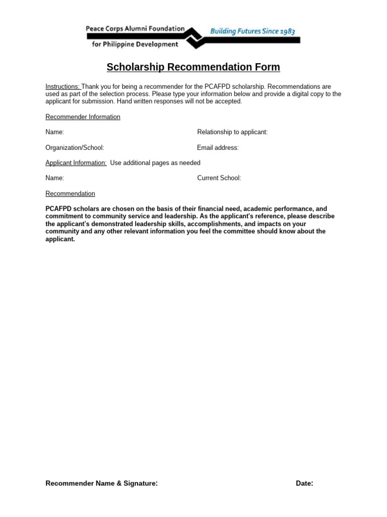 Recommendation Form Template | PDF