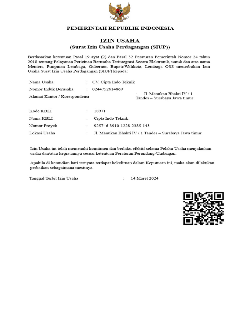 CV Cipta Indo Teknik | PDF