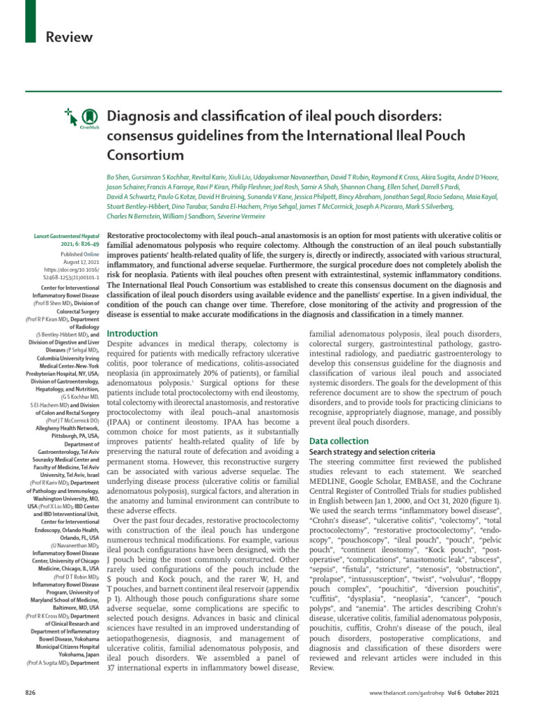 Diagnosis and Classification of Ileal Pouch Disorders | PDF