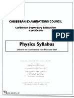 Physics CSEC Syllabus (2002)
