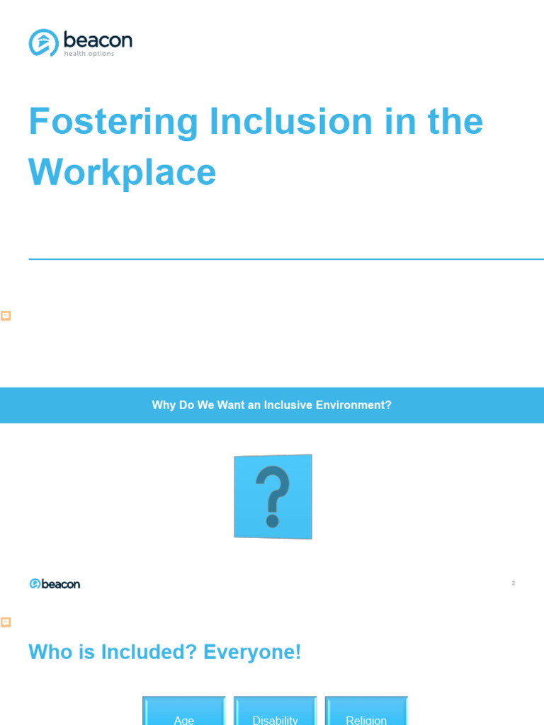Fostering Inclusion in The Workplace Slides | PDF