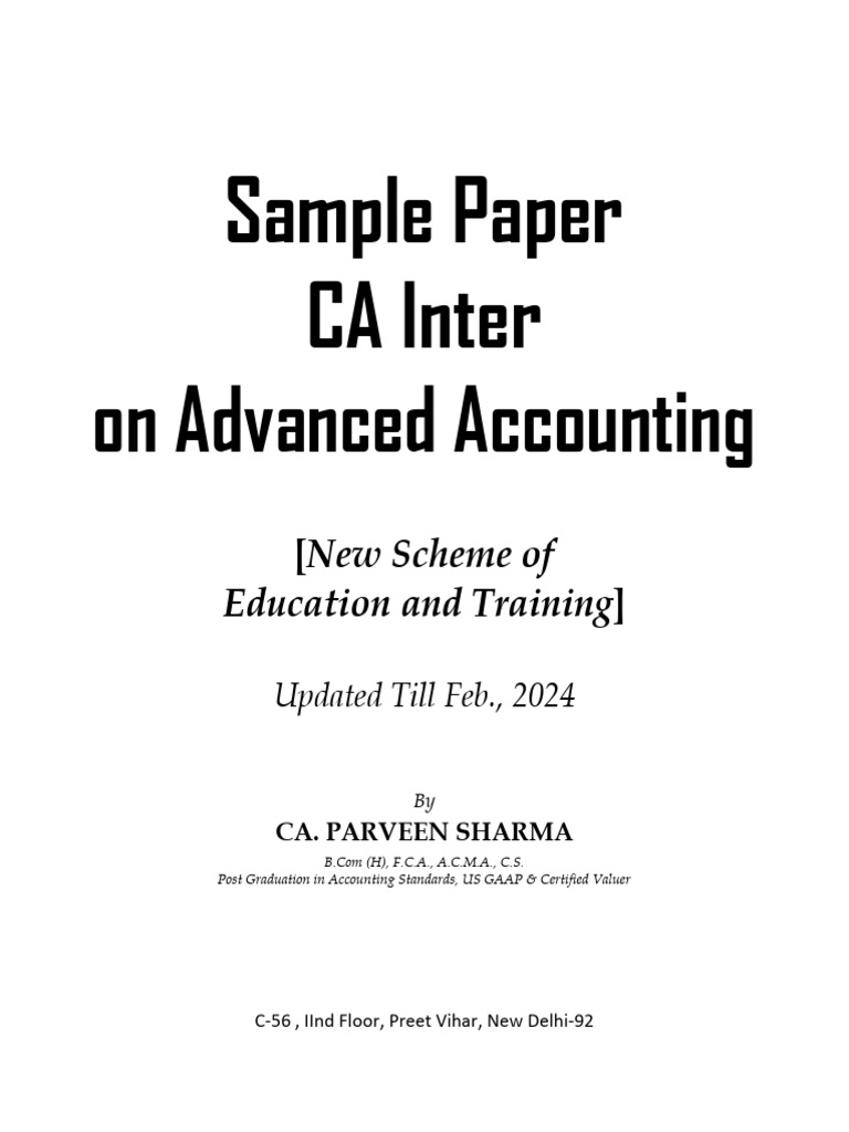 CA Inter Advanced Accounting Sample Paper | PDF | Equity (Finance ...