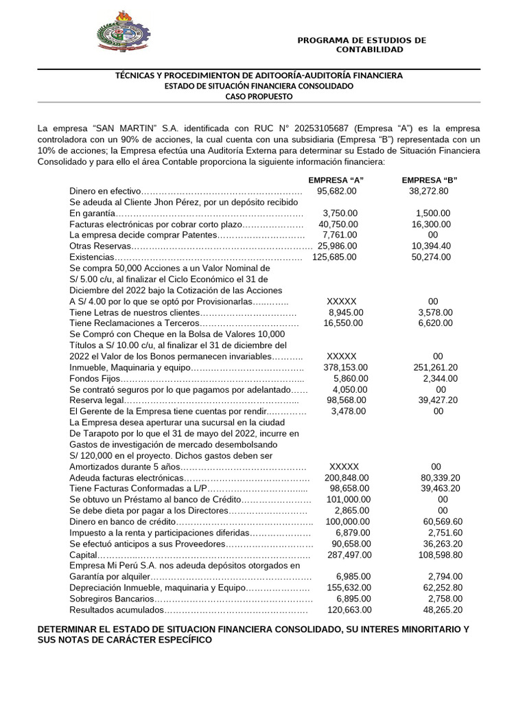 Estado de Situación Financiera Consolidado | PDF | Contabilidad | Business