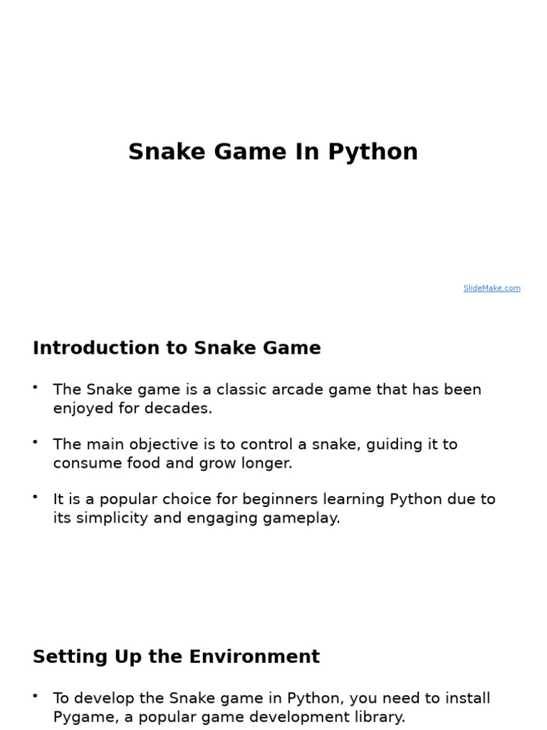 Snake Game in Python | PDF