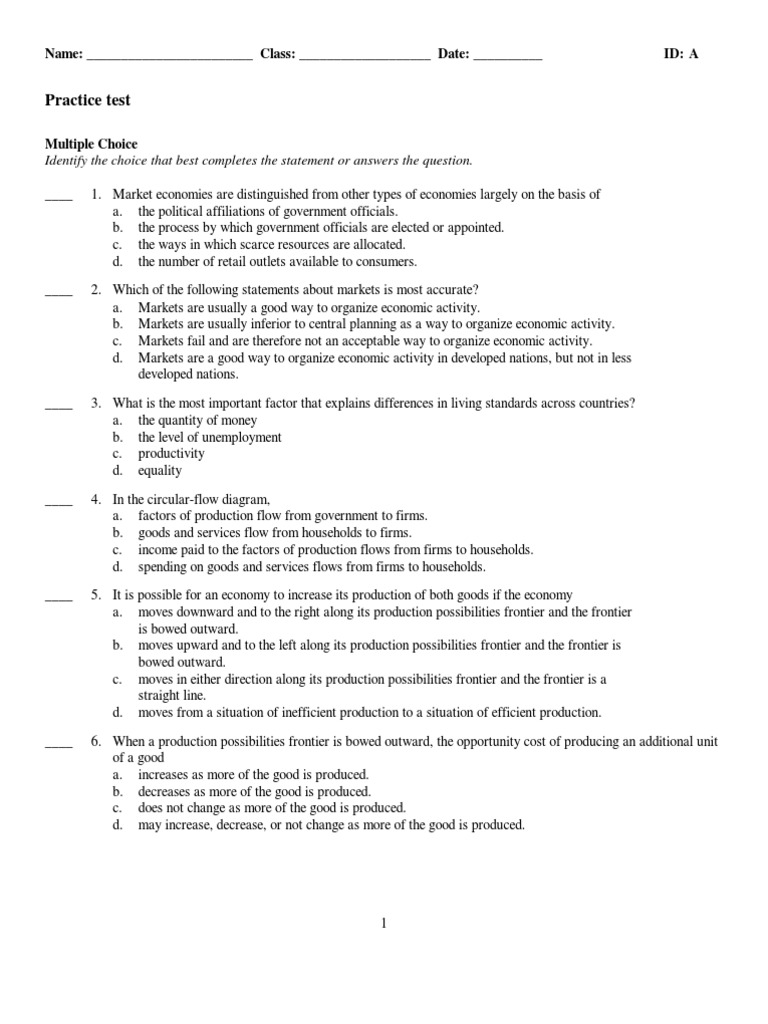 Practice Test1 | PDF | Supply (Economics) | Supply And Demand