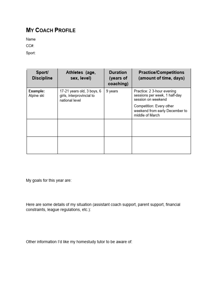 PlanningAPractice Coaches Profile | PDF | Sports & Recreation