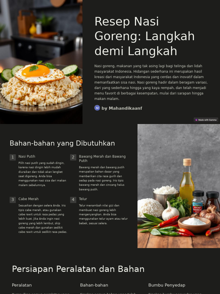 Resep Nasi Goreng Langkah Demi Langkah 1 | PDF