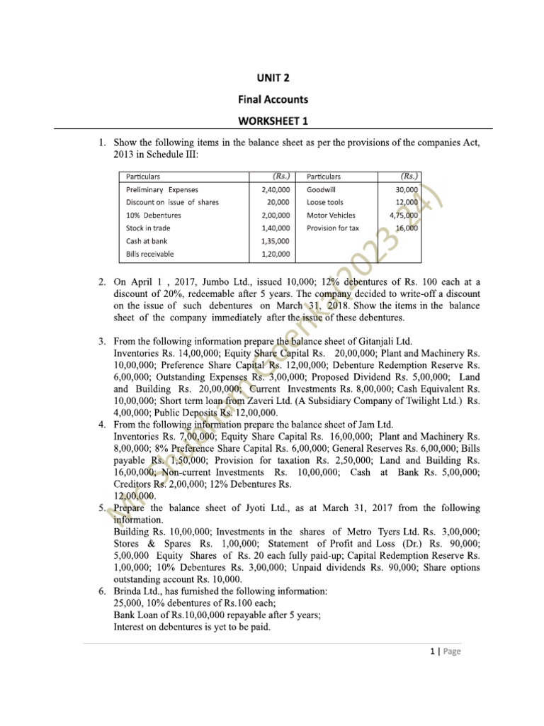 Unit 2 WS 1 | PDF