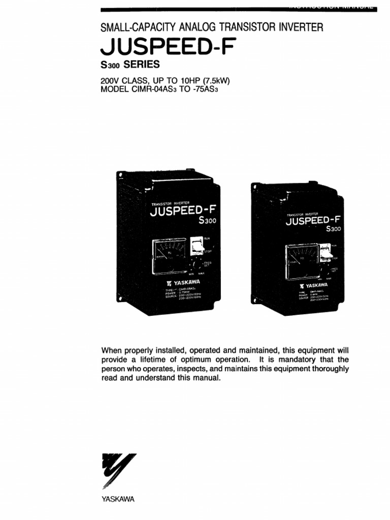 DTOE-S606-8B Juspeed-F S300 Series Instructions (200V) - 2 | PDF