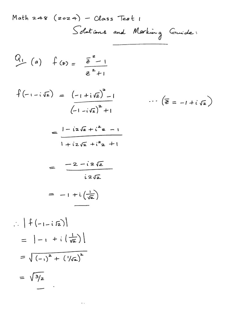 Math248 (2024) - Test 1 - Solutions | PDF