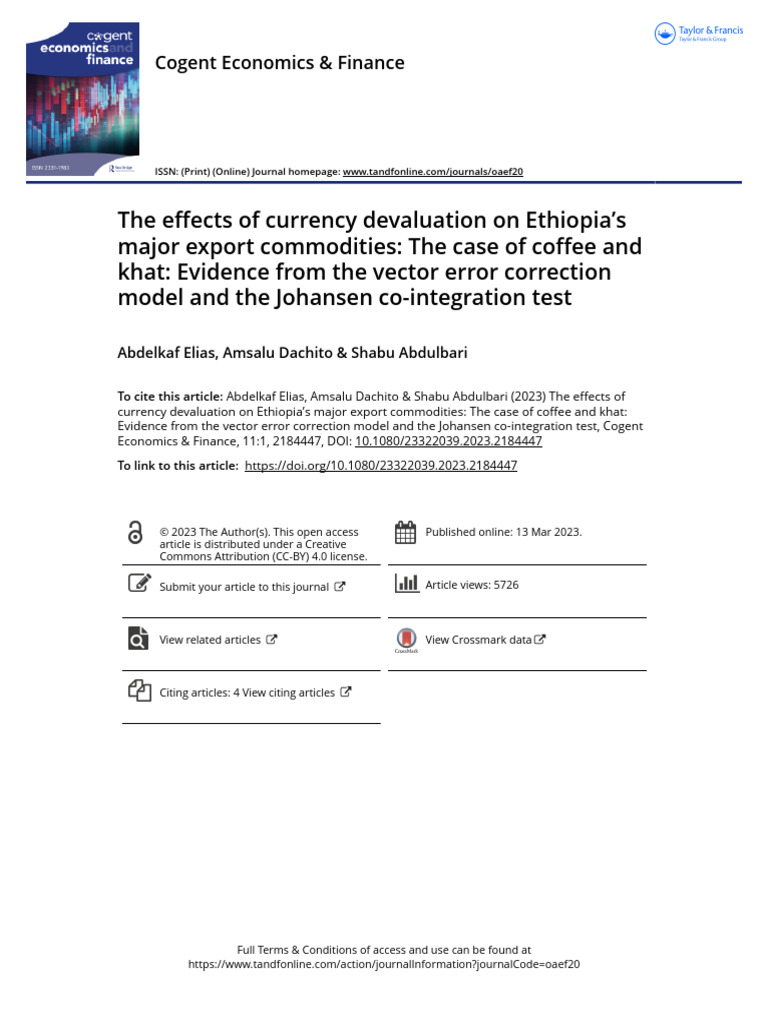 The Effects of Currency Devaluation On Ethiopia S Major Export ...