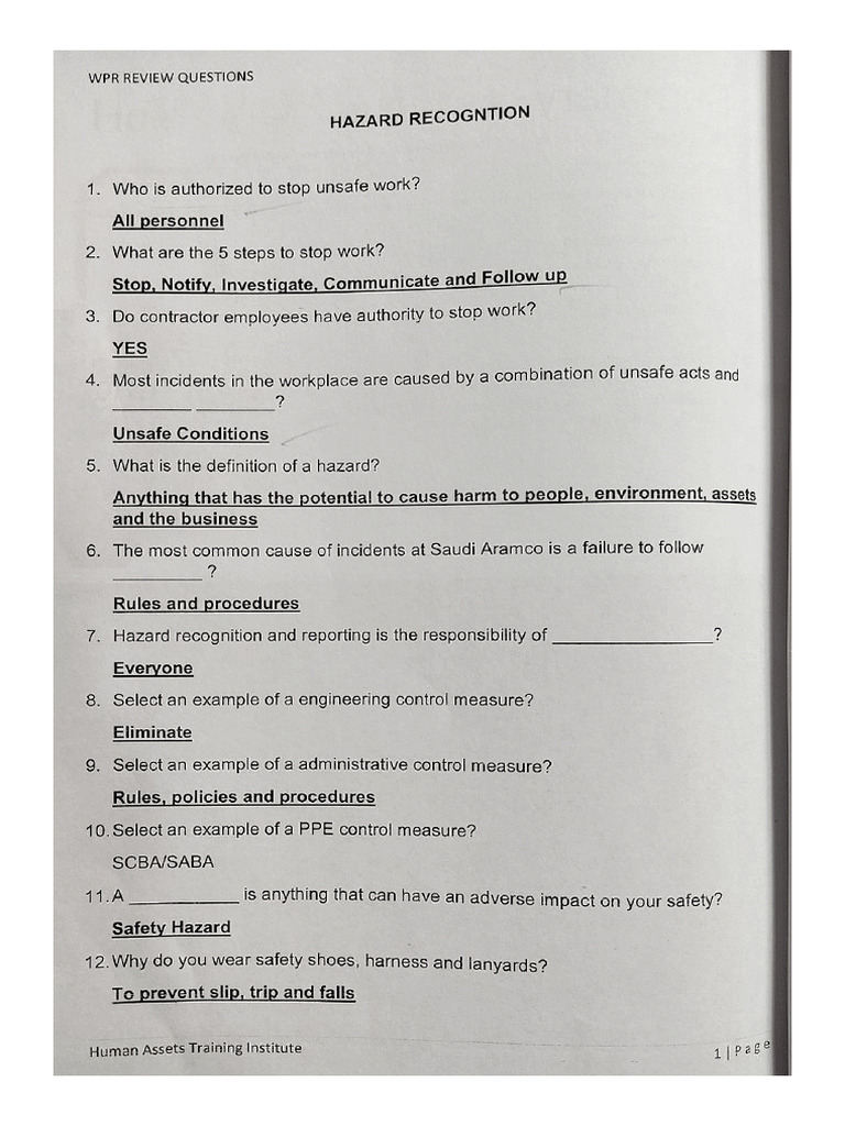 Hazard Recognition | PDF