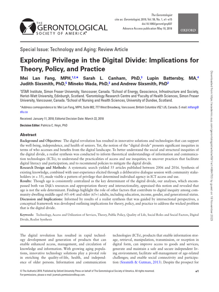 Exploring Privilege in The Digital Divide: Implications For Theory ...