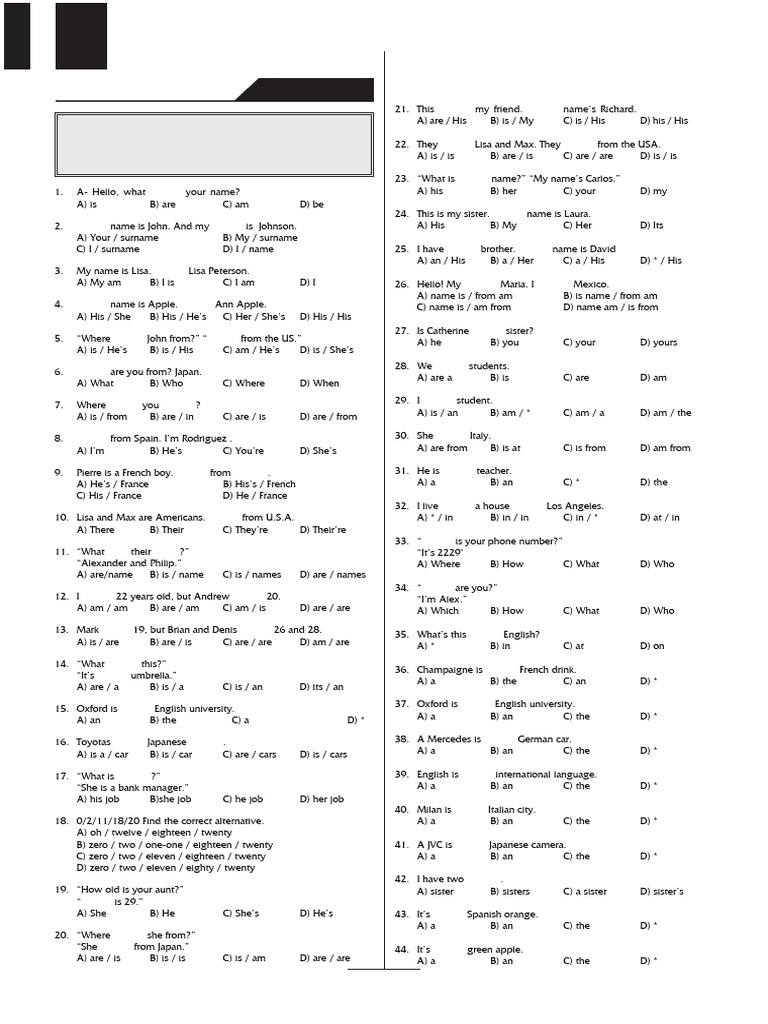 Elementary Grammar Tests | PDF