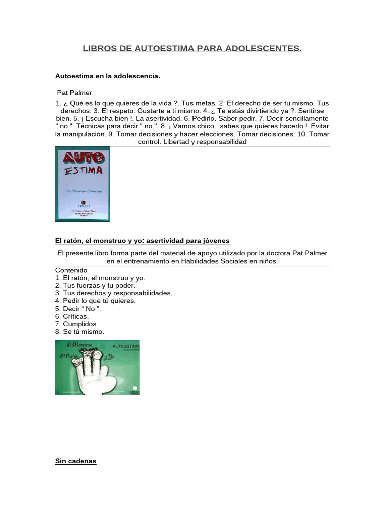 Libros de Autoestima para Adolescentes | PDF