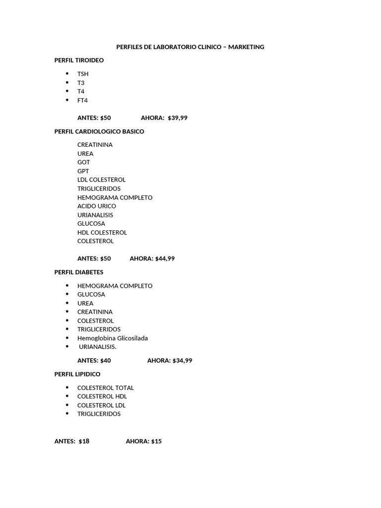 Perfiles de Laboratorio Clinico | PDF