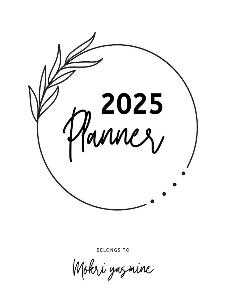 Black and white simple personal 2025 planner pdf
