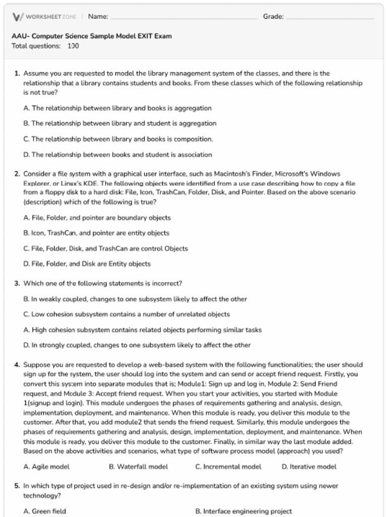 AAU CS Sample Exit Exam 2024 (2) - Rotated | PDF