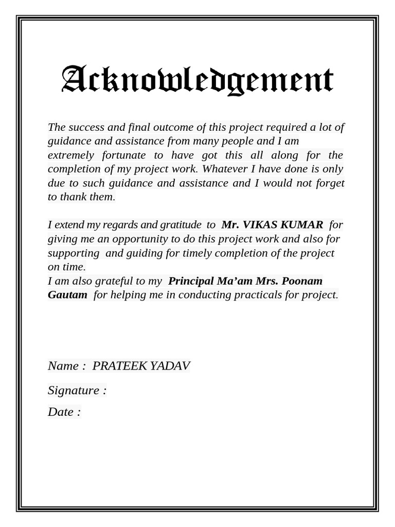 Physics Project File (Acknowledegment) | PDF