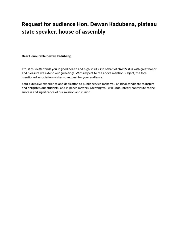 Request For Audience Hon Dewan | PDF