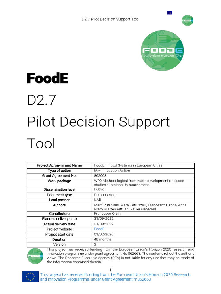FoodE D2.7 Deliverable | PDF | Life Cycle Assessment | Technology ...