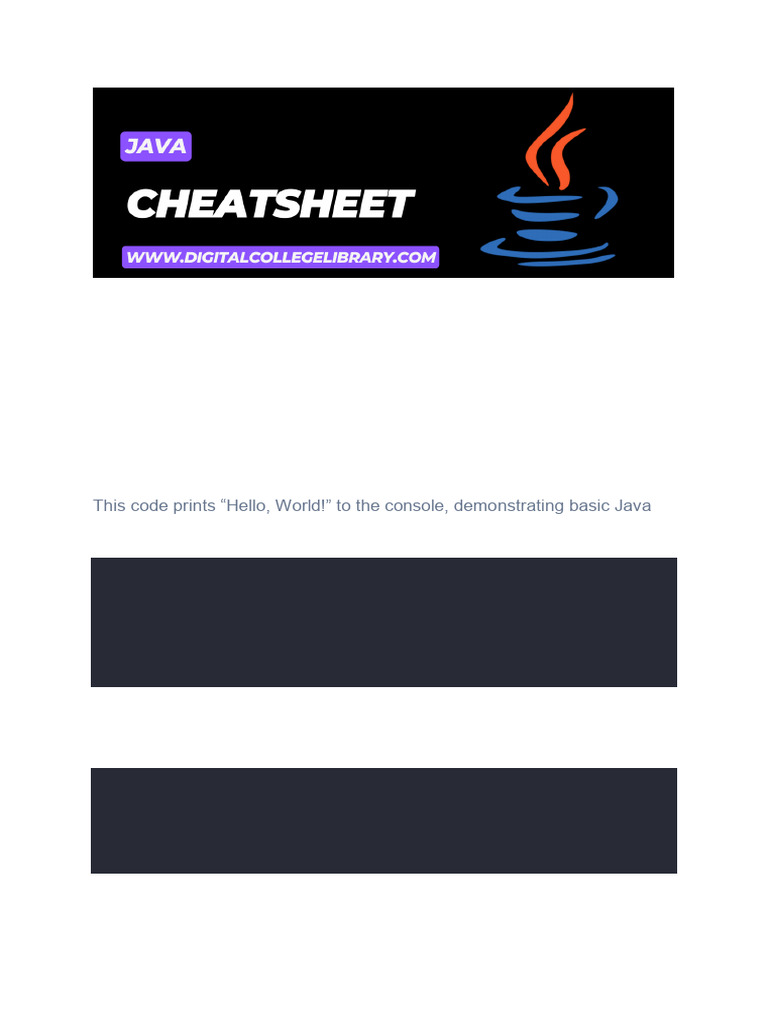 Java Cheat Sheet | PDF