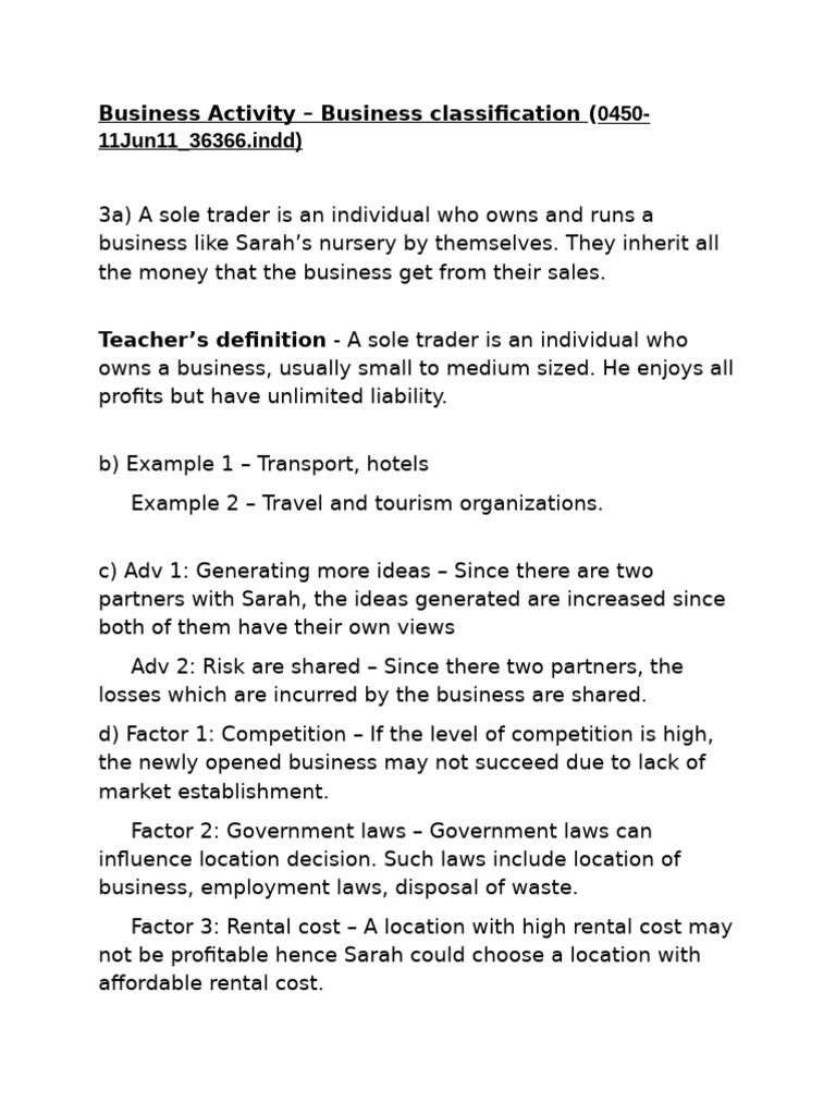 Business Activity Questions | PDF