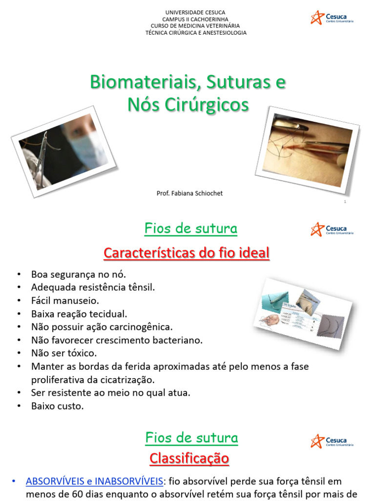 Aula 5 Biomateriais Nós E Suturas Pdf