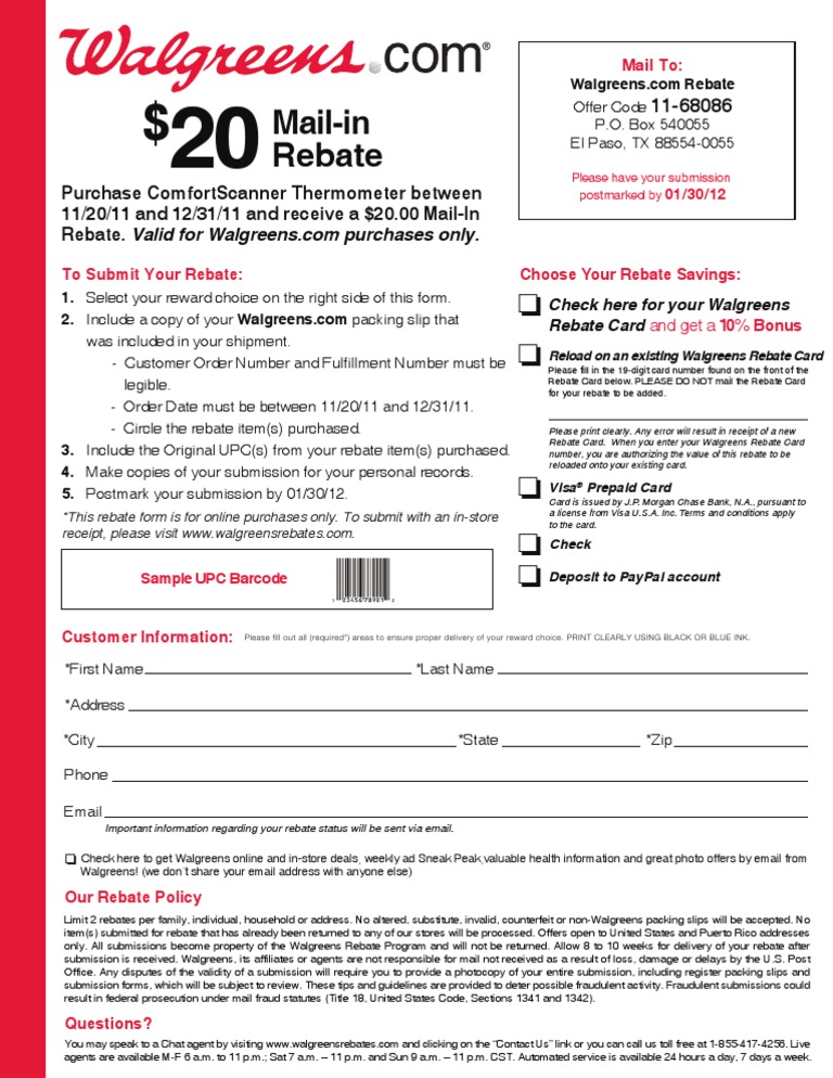Walgreens Monthly Rebate Program