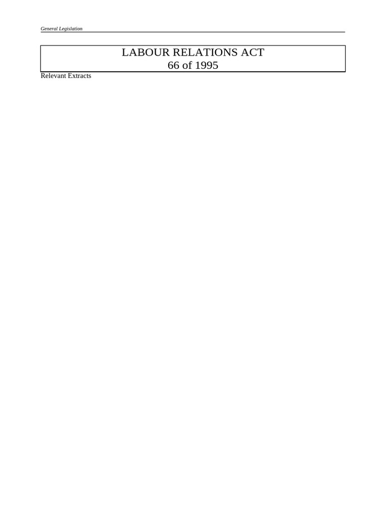 Labour Relations Act | PDF