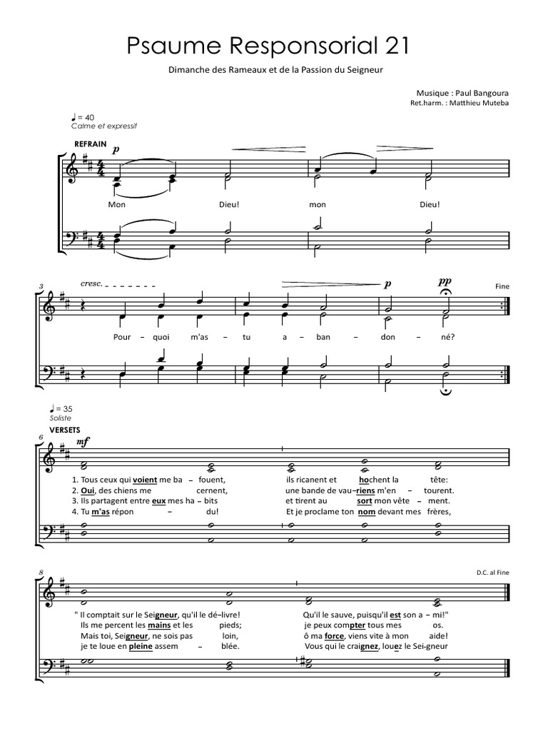 Rameaux Et Passion - Psaume Responsorial 21 | PDF