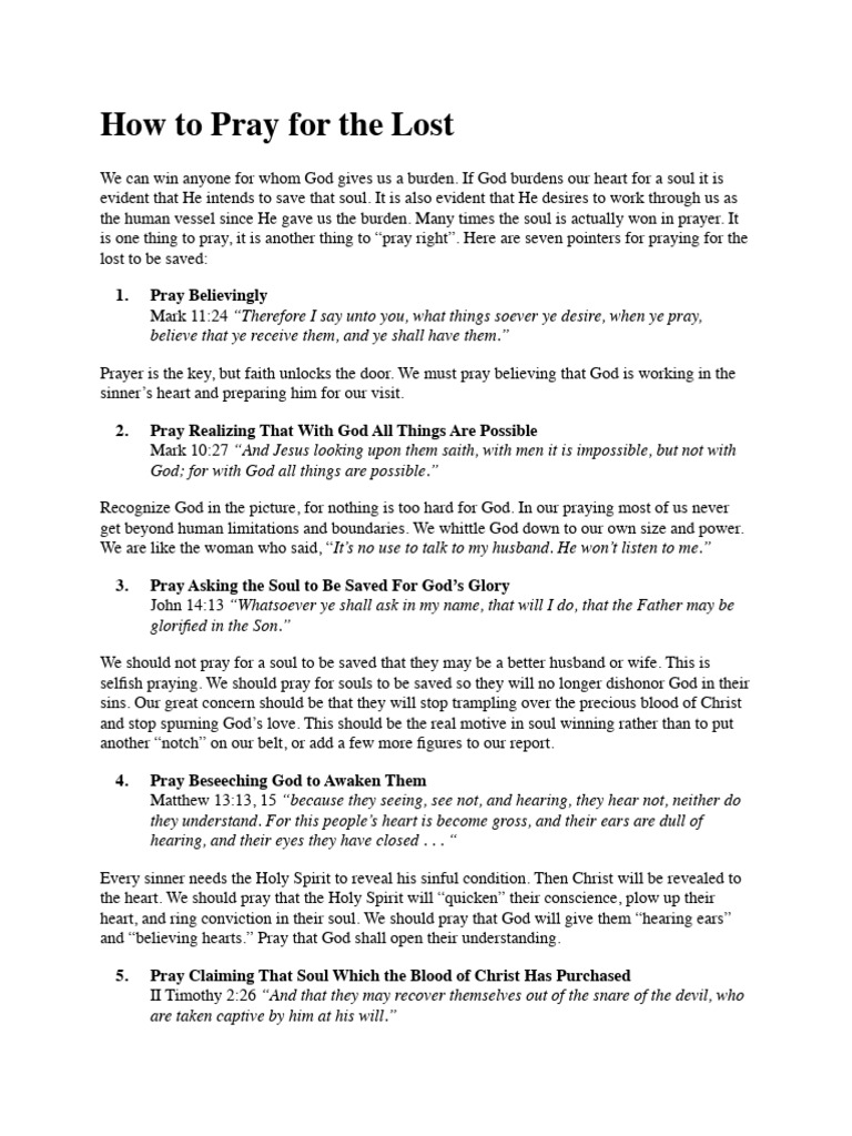 How To Pray For The Lost | PDF