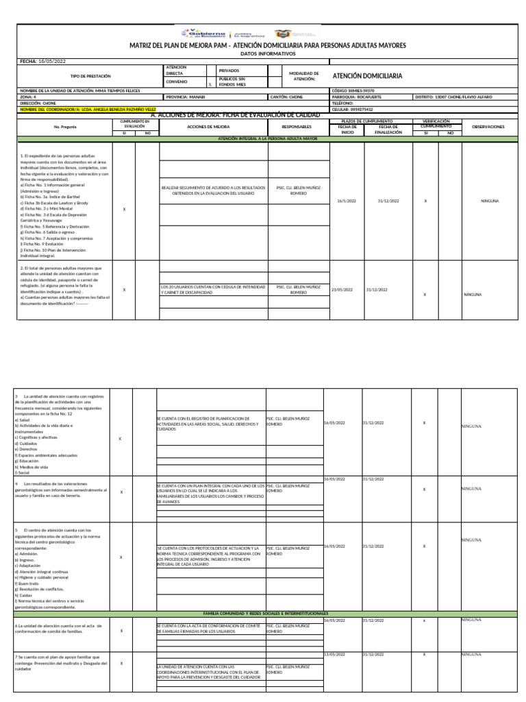 Plan de Mejora 2021 - Pam AtenciÓn Domiciliaria (Autoguardado) - Signed ...