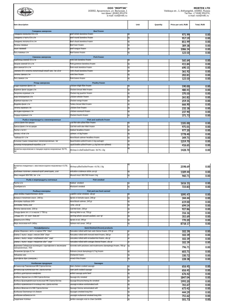 Provision Price List MORTEK Arkhangelsk 16.08.2024 | PDF