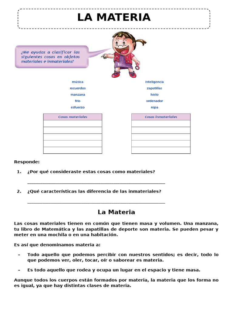 La Materia para Cuarto Grado de Primaria | PDF