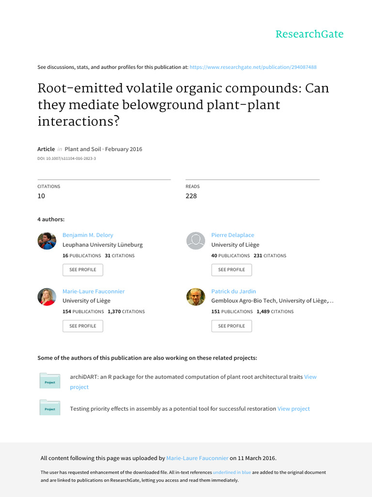 Root-Emitted - Volatile - Organic - Compounds. Du Jardin P. | PDF ...