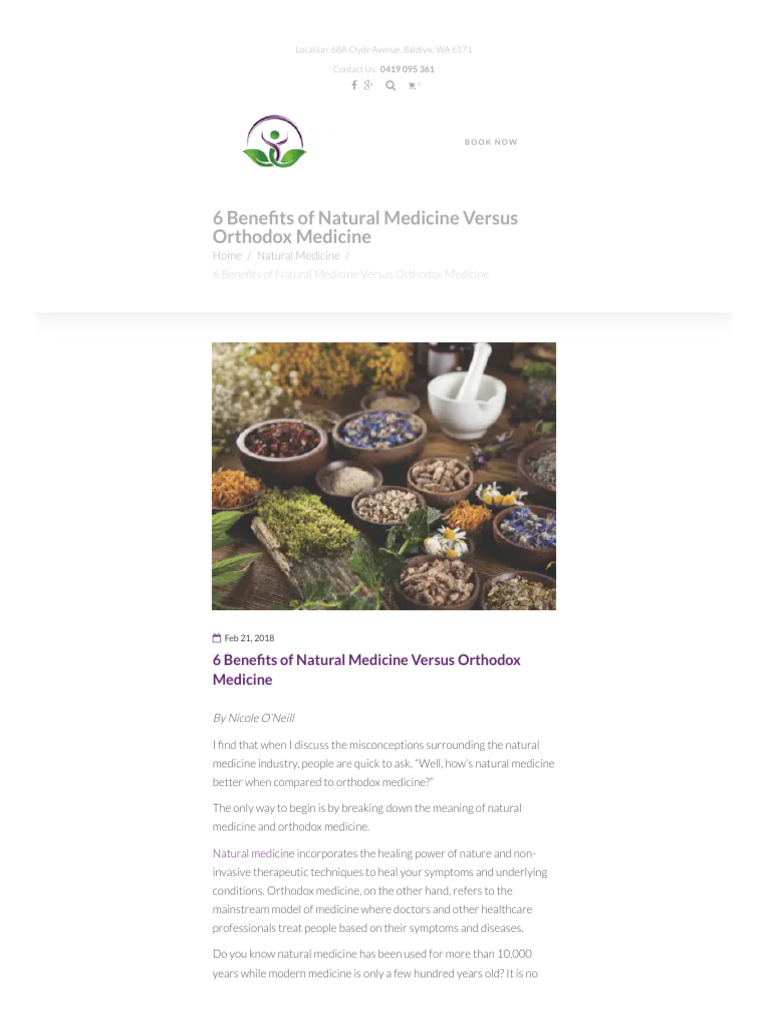6 Benefits of Natural Medicine Versus Orthodox Medicine - Naturo | PDF ...