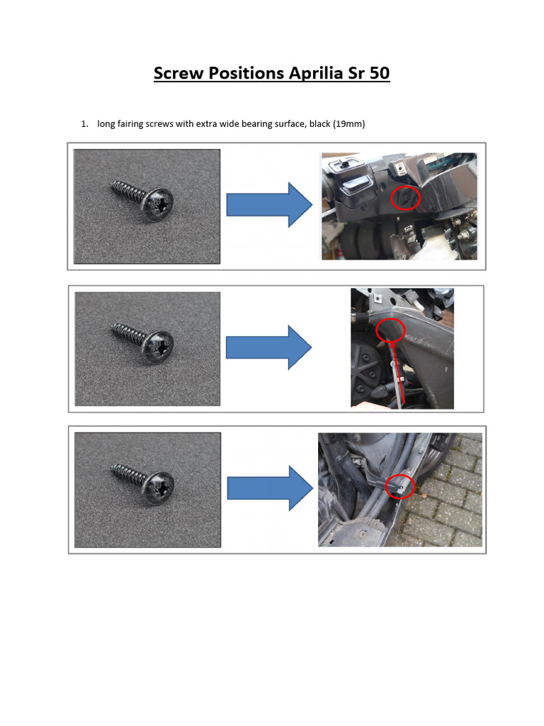 Aprilia SR 50 Screw Positions | PDF