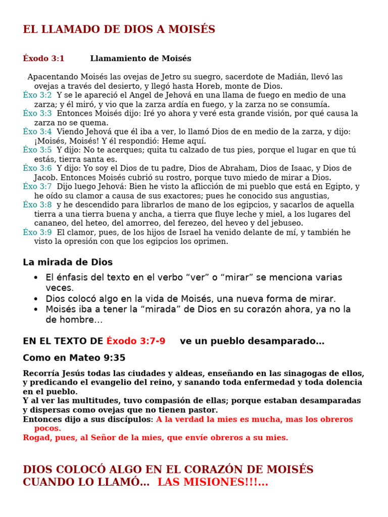 EL LLAMADO DE DIOS A MOISÉS | PDF