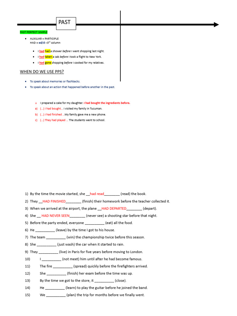 Past Perfect Simple - Practice | PDF
