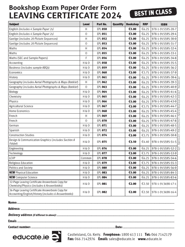 PEP+2024+D S+Bookshop+Order+Form+ | PDF