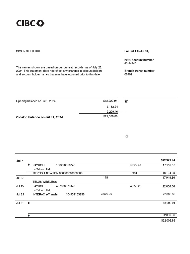August account statement pdf