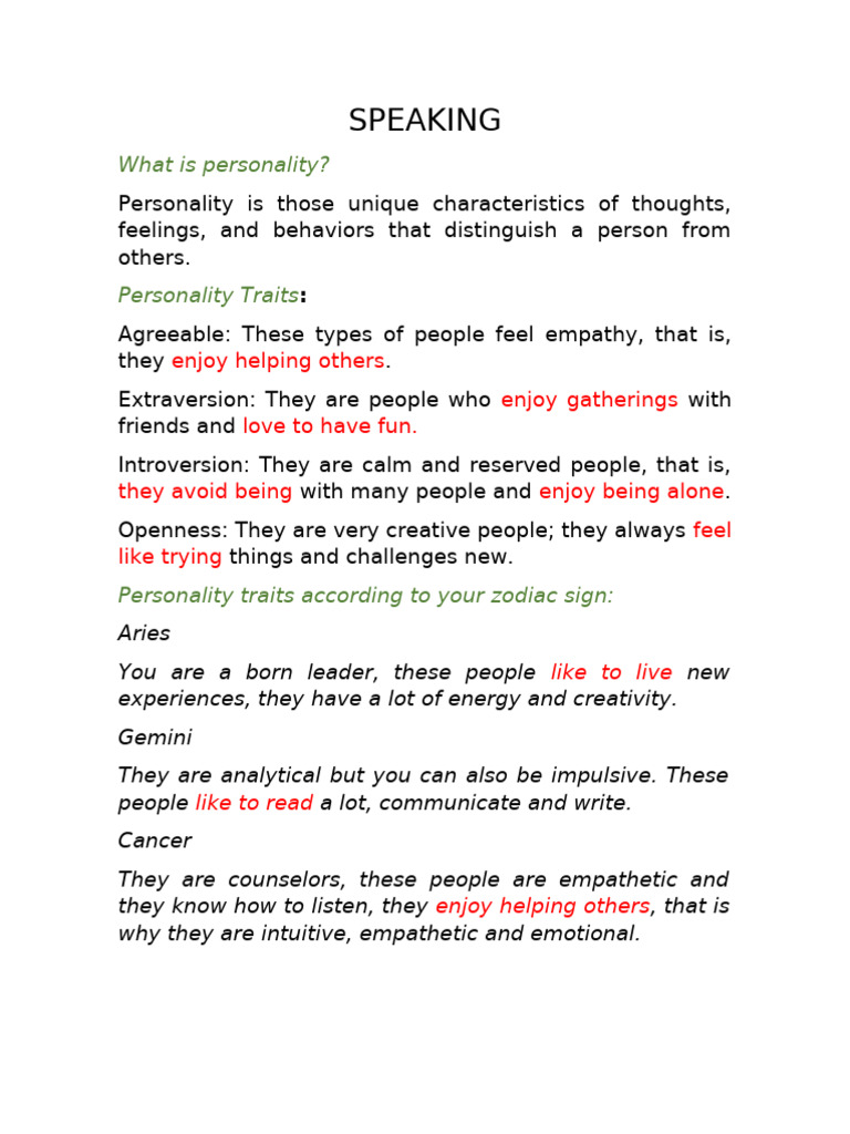 SPEAKING | PDF